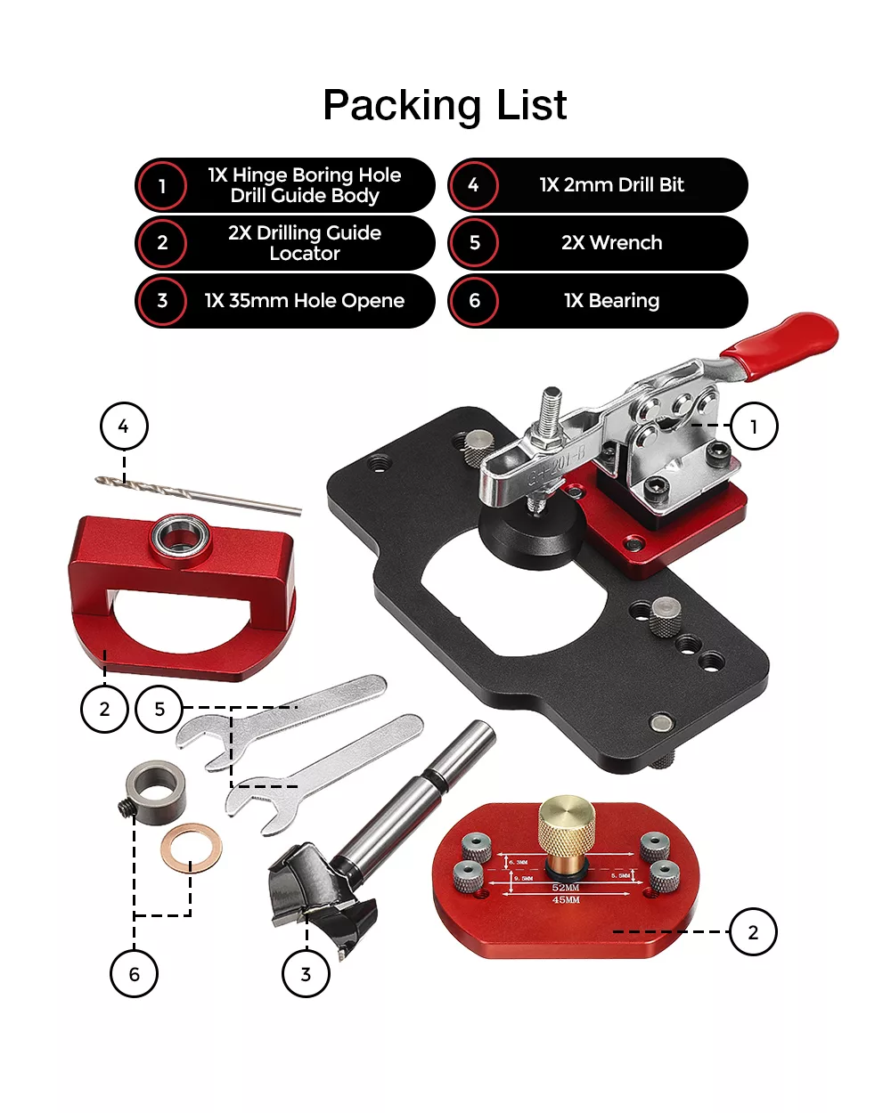 35MM Hinge Boring Hole Drill Guide Package including