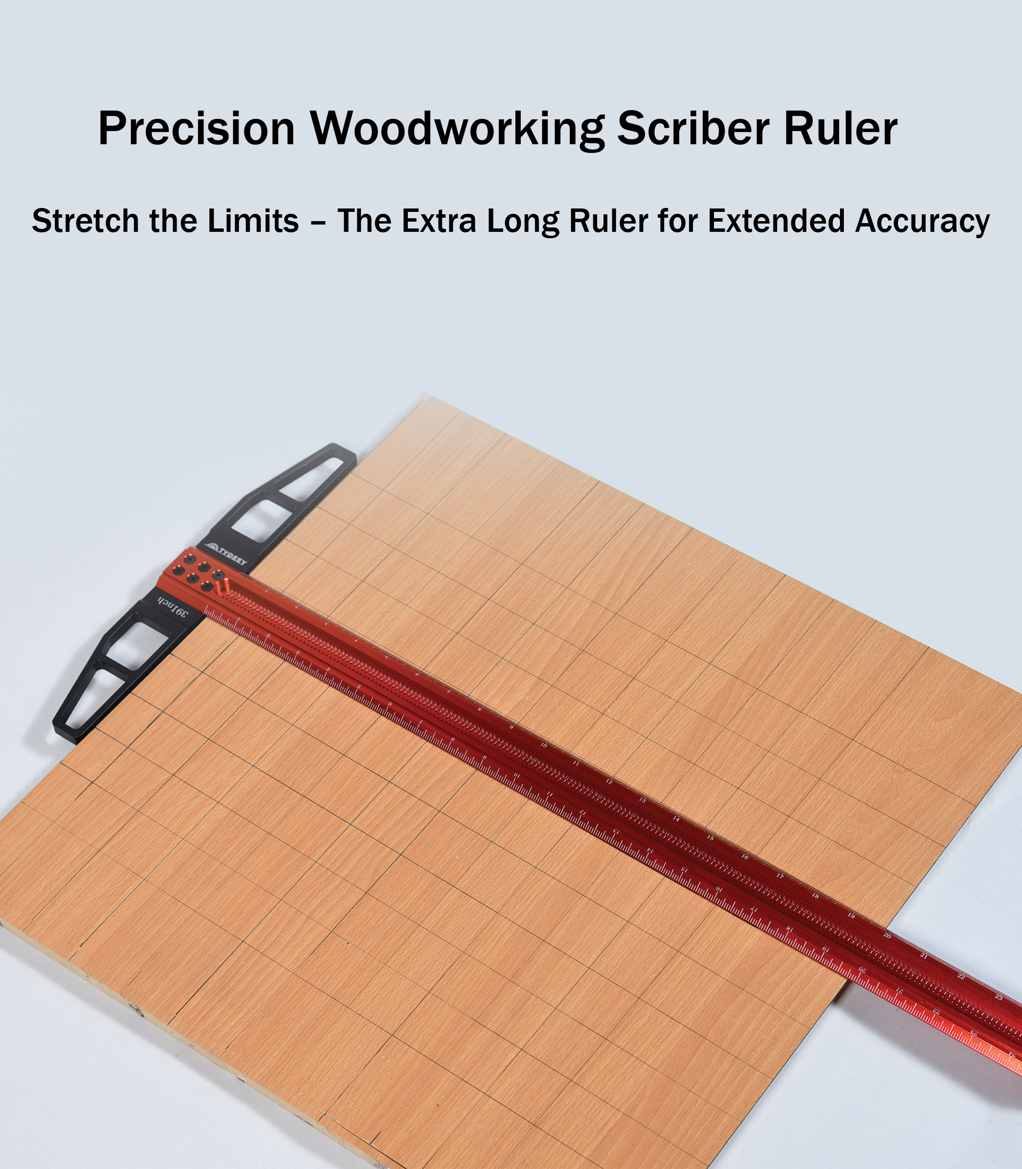Tydeey 39 in Precision Ruler Square T-shaped Woodworking Scriber Measuring Tool , Aluminum Alloy Architect Ruler